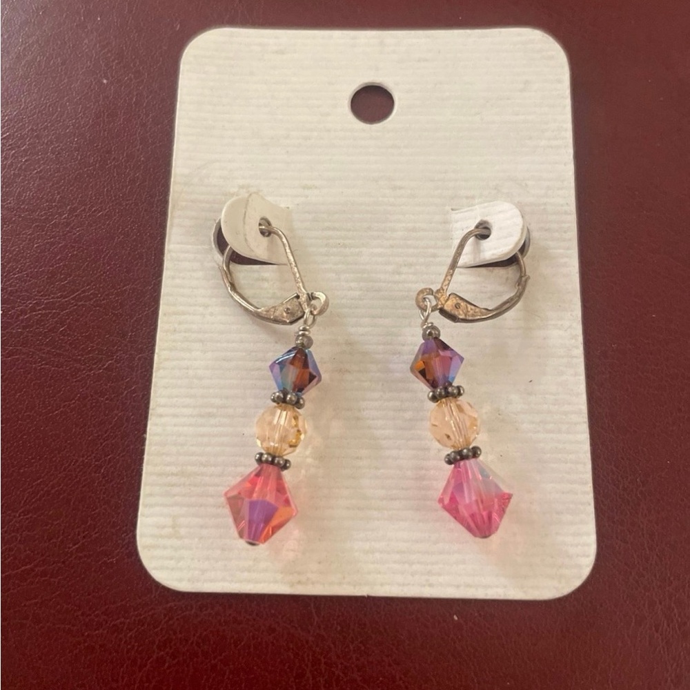 Elegant Pink and Clear Faux Crystal Drop Earrings